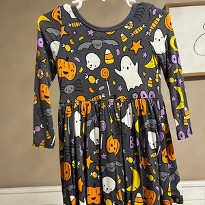 Little Sleepies Halloween Ghost and Pumpkin Dress - Gray, Orange, Purple, Yellow